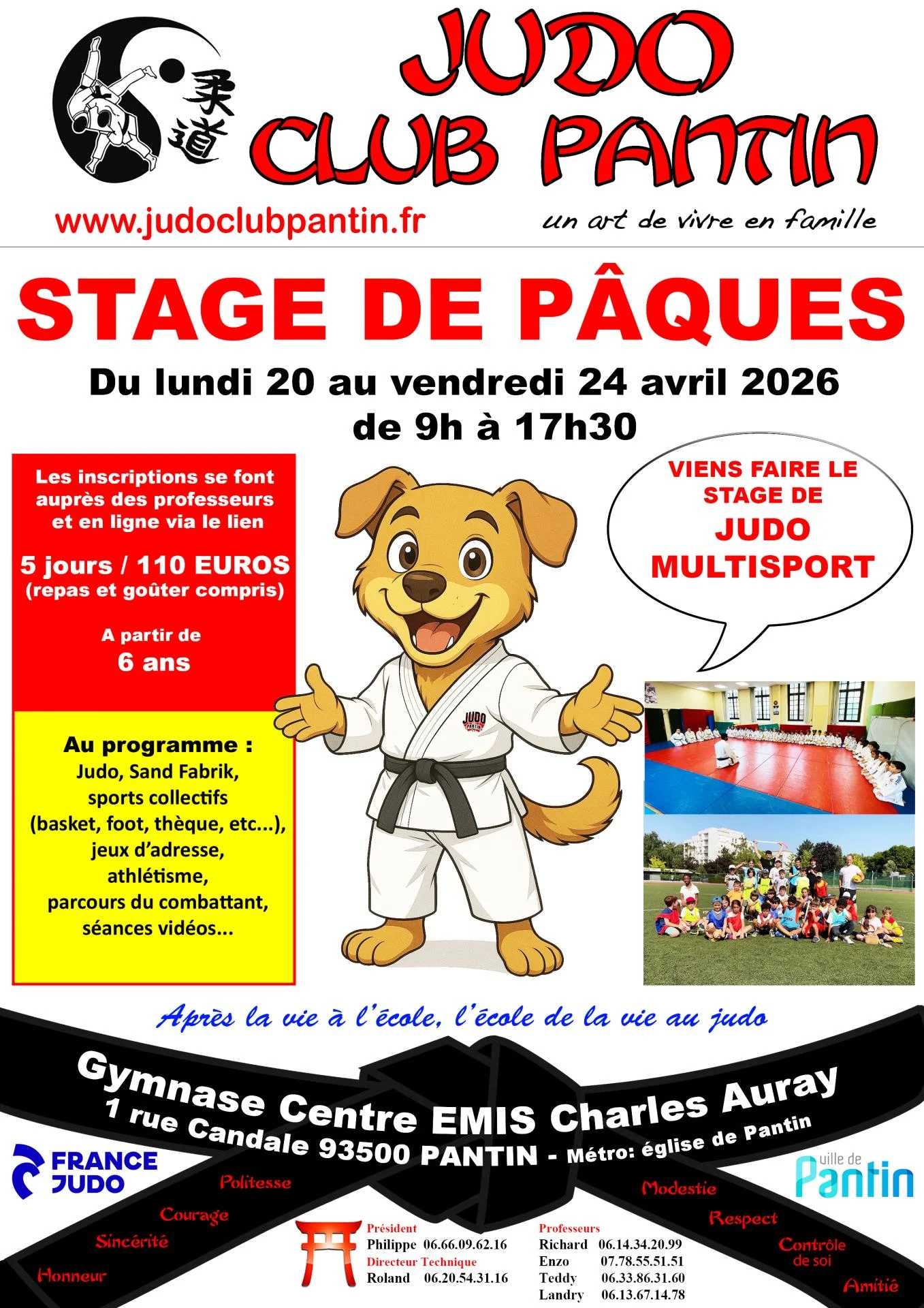 Affiche a4 stage avril 2026
