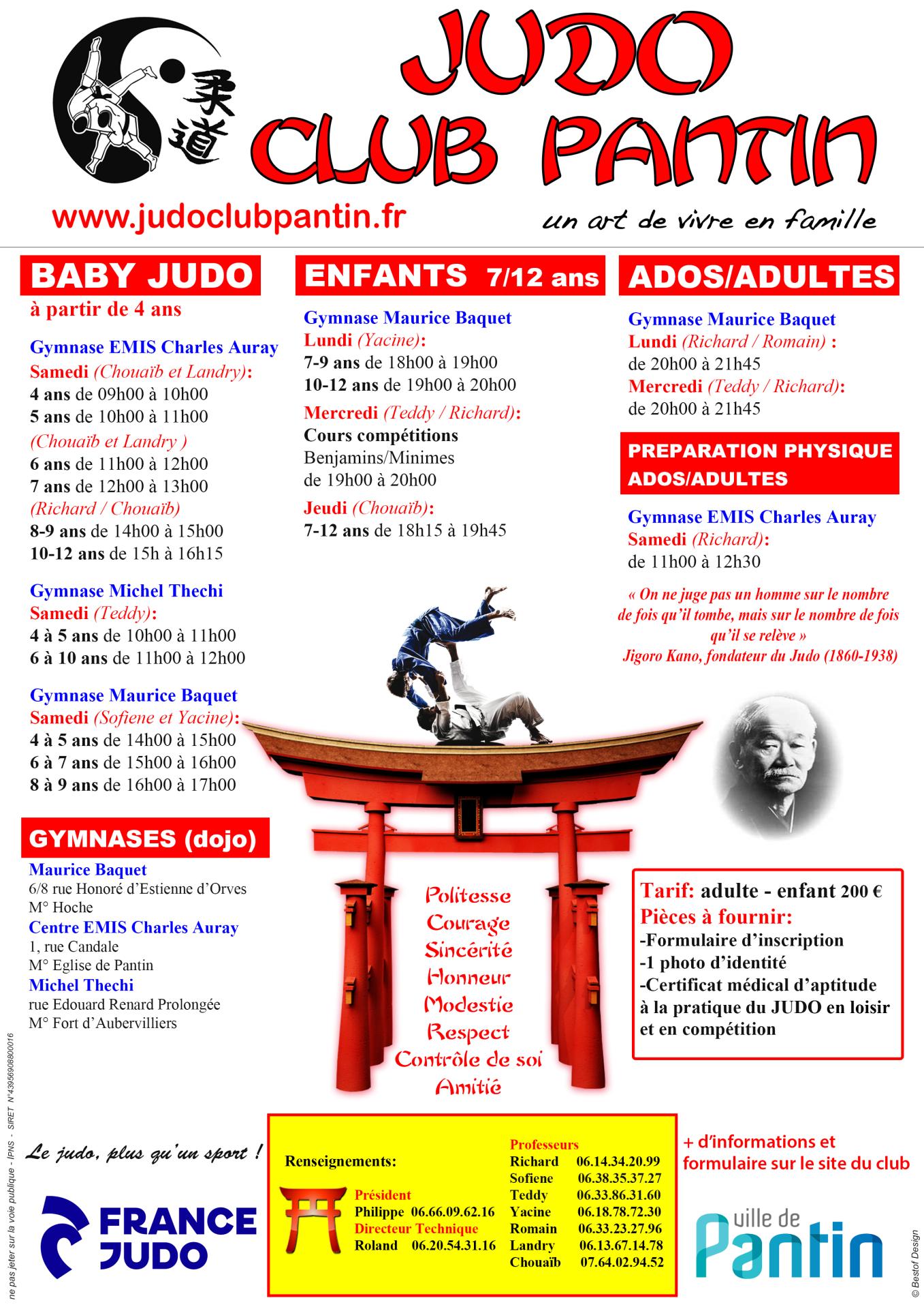 Recto affiche a4 judo club pantin